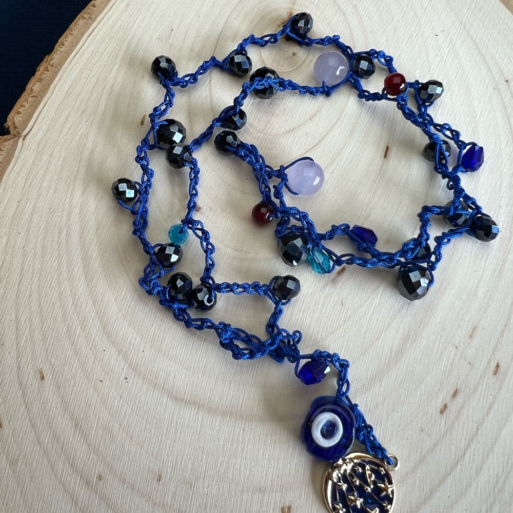 Handcrafted crochet beaded necklace